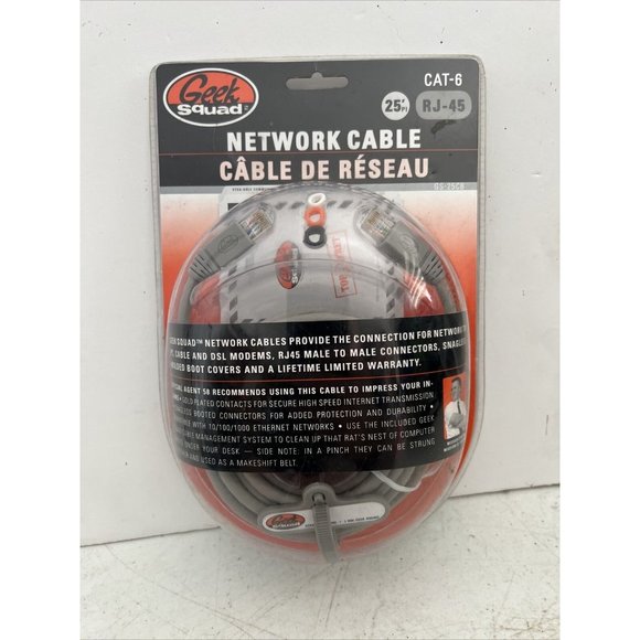 Geek Squad CAT-6 RJ-45 Network Cable, 3' Brand New & Factory Sealed! - Picture 1 of 7